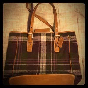 Super cute purple plaid Coach bag w/ brown accents